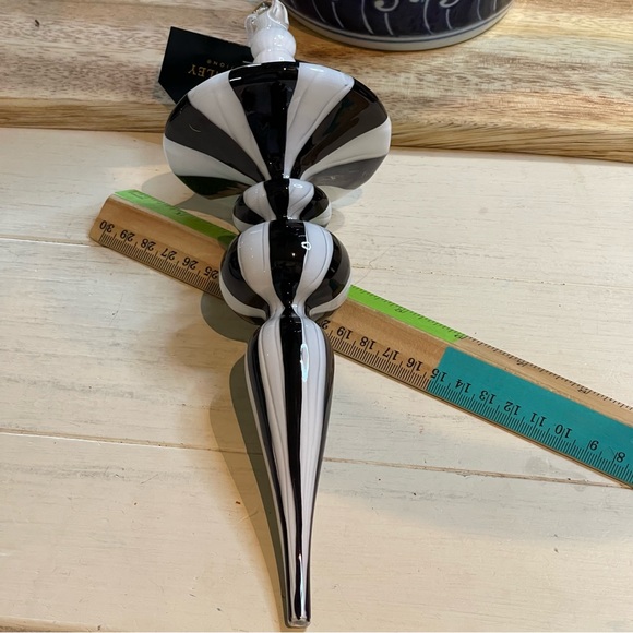 Nwt Robert Stanley Glass Christmas Ornament Black White Finial - Picture 6 of 10